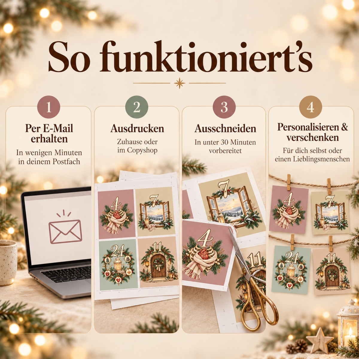 DIY Adventskalender für Erwachsene 2026 – Raus aus dem Gedankenkarussell